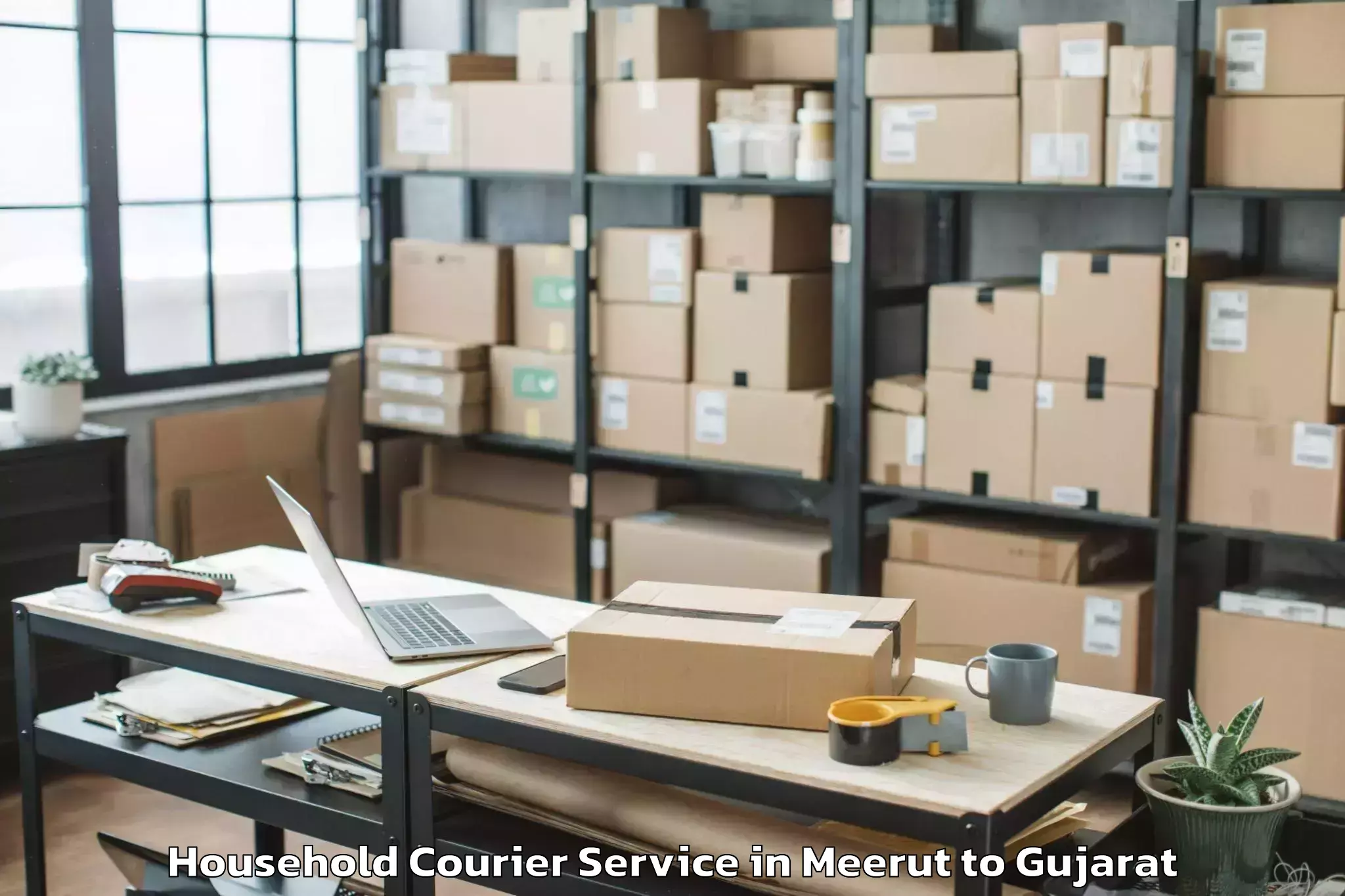 Easy Meerut to Hansot Household Courier Booking